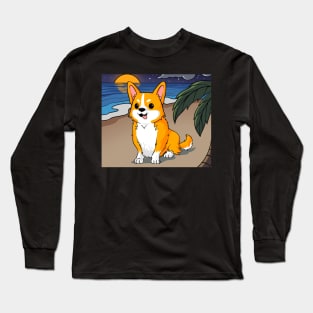 Tropical Corgi Long Sleeve T-Shirt